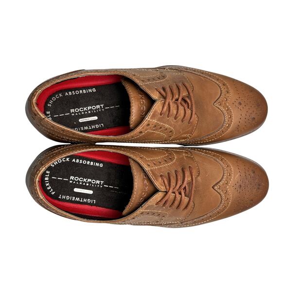 Rockport Tan Stylepurpose Tan Leather Upper Wingtip Derby Mens 7M Dress Shoes main image 5